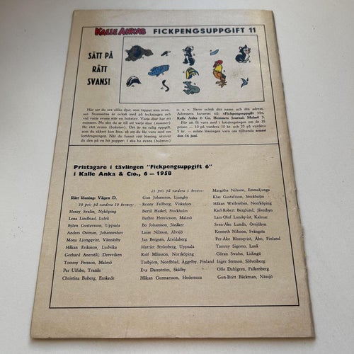 Kalle Anka & co nr 11 1958, bra skick! VG