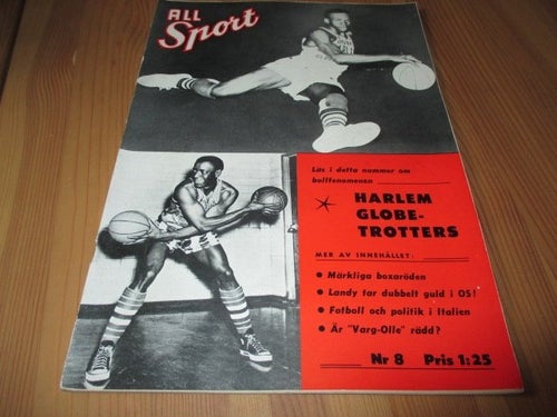 ALL SPORT NR 8 1956, HARLEM GLOBETROTTERS ,MÄRKLIGA BOXARÖDEN M.M