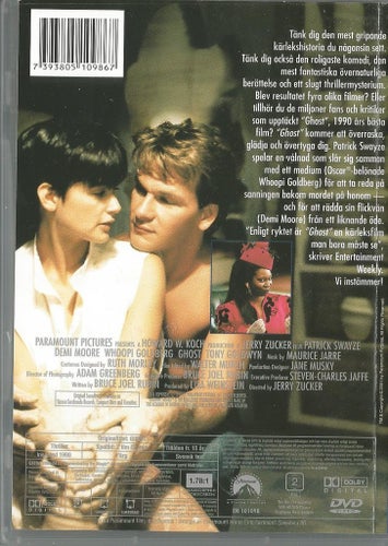 GHOST - PATRICK SWAYZE , DEMI MOORE , WHOOPY GOLDBERG ( SVENSKT TEXT )