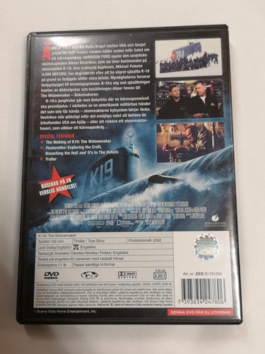 DVD K19 The Widowmaker Harrison Ford Liam Neeson