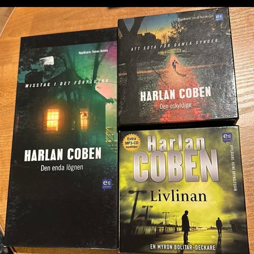 3 st ljudböckerHarlan Coben Den enda lögnen, Att Sota För Gamla Synder, Livlinan