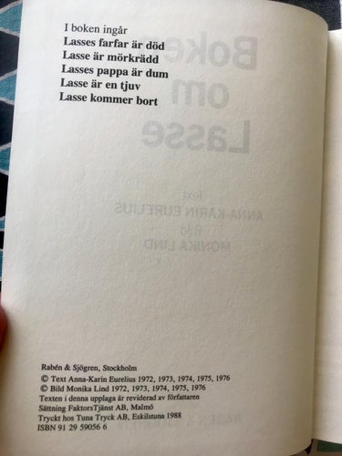 BOKEN OM LASSE Anna-Karin Eurelius 1988