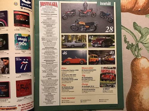 NOSTALGIA NR 1 2023 LINCOLN,CHEVA,HONDA,PORSCHE 356,JÄRNVÄG,TÅG,RÄLSBUSS TUNNAN
