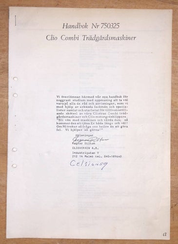 Handbok Nr 750325 Clio Combi Trädgårdsmaskiner