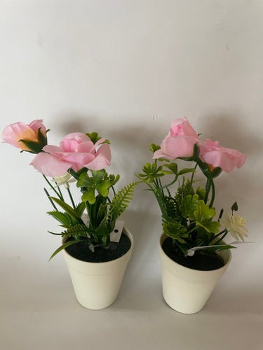 2-pack konstgjorda rosor i kruka/ ca 13 cm höga