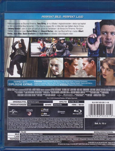 BluRay / The Bourne Legacy / Jeremy Renner, Rachel Weisz / Nära nyskick