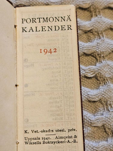 Portmonnä Kalender 1942