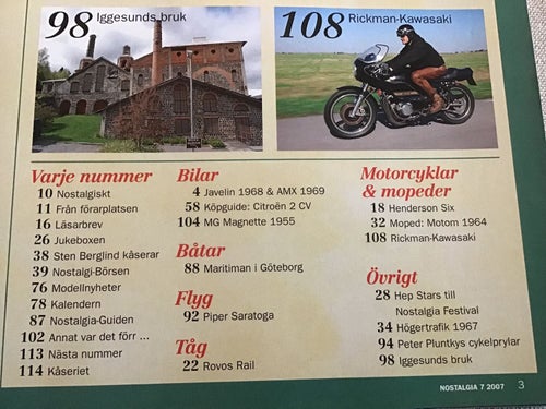 NOSTALGIA NR 7 2007 THE HEP STARS,IGGESUNDS BRUK,TILL HÖGERTRAFIK,MOPED MOTOM