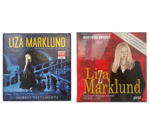 Två Ljudböcker på 22 st. CD, Liza Marklund, Den röda vargen & Nobels testamente