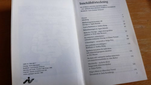De första båtflyktingarna en antologi om balterna i Sverige av L. G. Eriksson