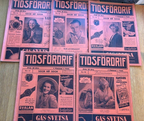 TIDSFÖRDRIF 1941 – 5 nr (Nr 41, 42, 43, 47, 52 Julnummer) Retro / Samlarobjekt