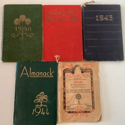 RETRO ALMANACKOR från 1940-talet: 1940, 1943 x 2 st, 1944, 1948 SAMLARE
