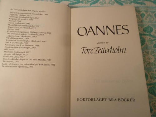 OANNES, T. ZETTERHOLM, 1980,  BÖCKER