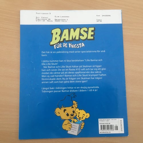 BAMSE FÖR DE YNGSTA Nr 8 2019 - Lille Bamse och lille Lille Skutt