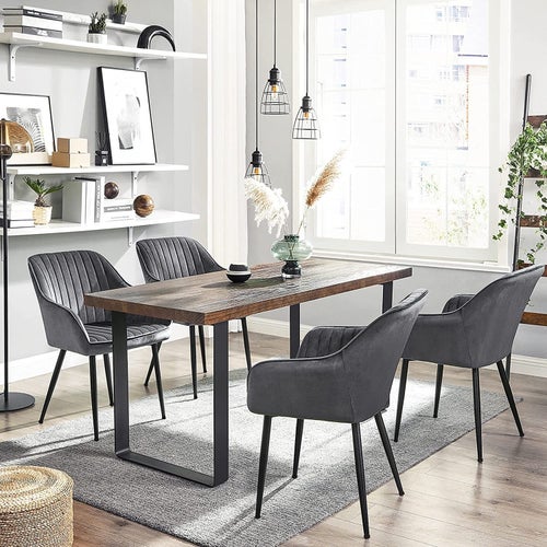 Songmics matstol, fåtölj, stoppad stol med armstöd, metallben, samm LDC087G01V1