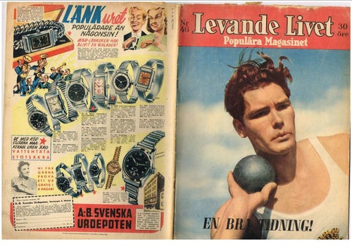 LEVANDE LIVET Populära Magasinet Nr 46 1943 (årg 14) omslag: kulstötare
