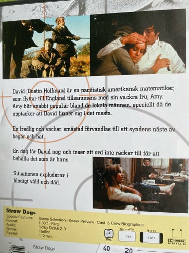 STRAW DOG Hoffman , Peckinpah Svensktextad UTGÅTT