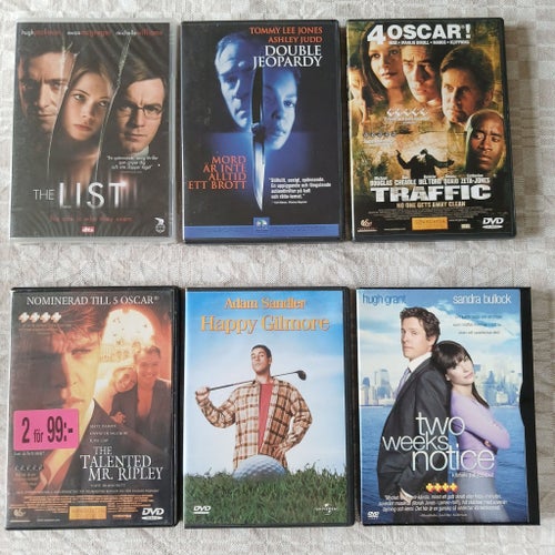 DVD-filmer: The List, Double Jeopardy, Traffic, The Talented Mr. Ripley, Happy