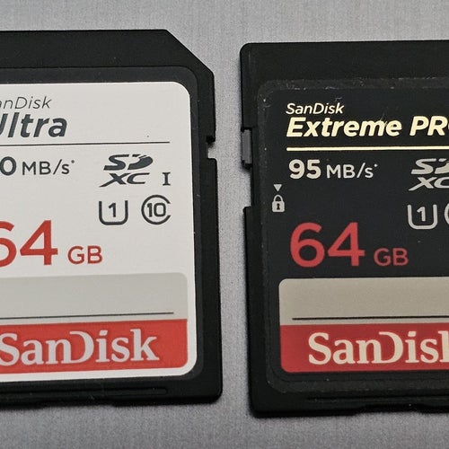 2 st. SanDisk SD-kort 64 GB testat