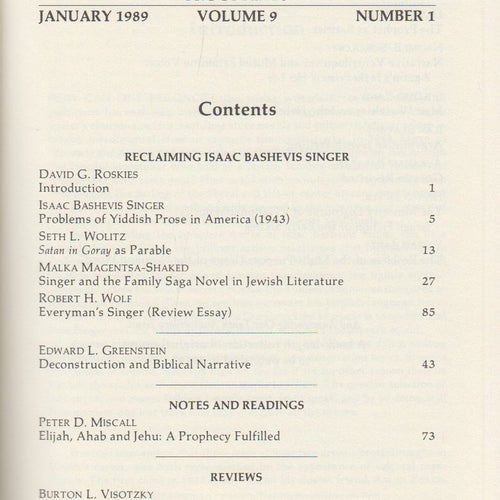 Prooftexts 9:1, 1989. A journal of Jewish and literary history.