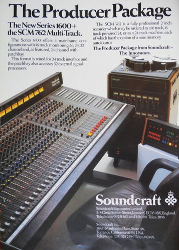 SOUNDCRAFT - THE SERIES 1600, SCM 762, REKLAMANNONS AD 1982