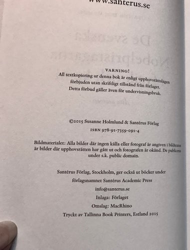 DE SVENSKA NOBELPRISTAGARNA I FYSIK OCH KEMI Ett porträtt Susanne Holmlund