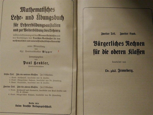 Bürgerliches Rechnen für die oberen Klassen der Lehrerbildungsanstalten von Fron