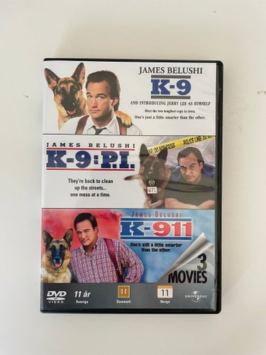 K-9, K-911, K-9 P.I. (3 filmer) (DVD) James Belushi. Svensk text.