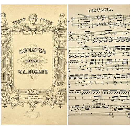 1800-t. Halvfranskt band. Mozart; Sonates. Peters, Leipzig Berlin / Plenges, Kph