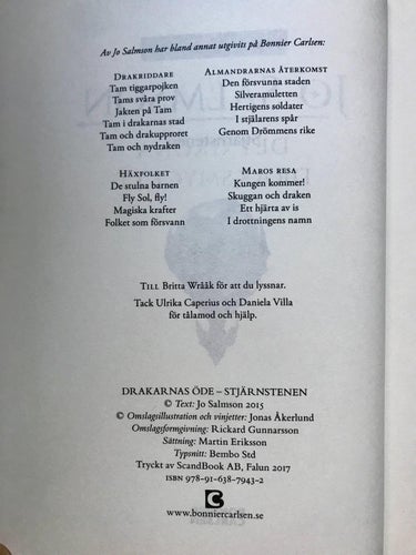 Drakarnas öde STJÄRNSTENEN Jo Salmson 2017
