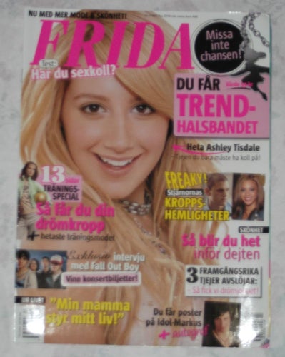 FRIDA tidning Nr 4 2007 ASHLEY TISDALE Fall Out Boy Intervju Kändisar Mode Sex