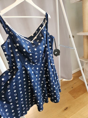 Blå/Vit Prickig/Ankare Hell Bunny Rockabilly St 3xl