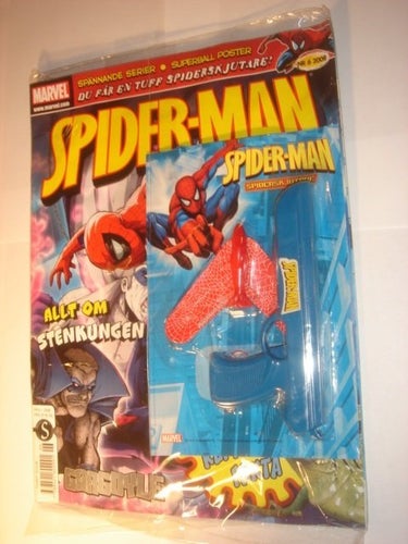 SPIDERMAN I ORIGINAL PLAST med leksak 2008 6SPIDERSKJUTARE