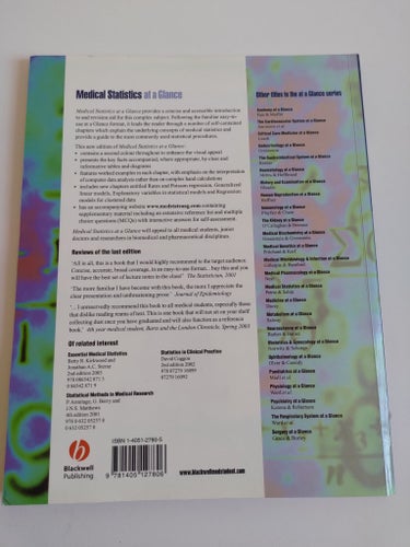 Medical Statistics at a Glance, Aviva Petrie & Caroline Sabin, 2005