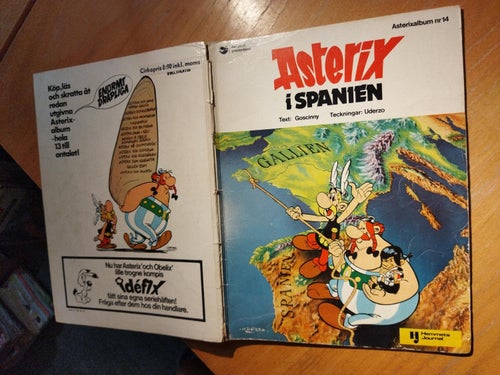 Asterixalbum nr 14 Asterix i Spanien. tryckt 1974. Lässkick