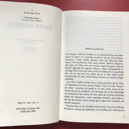 PAPPA GORIOT Honoré de Balzac 1990