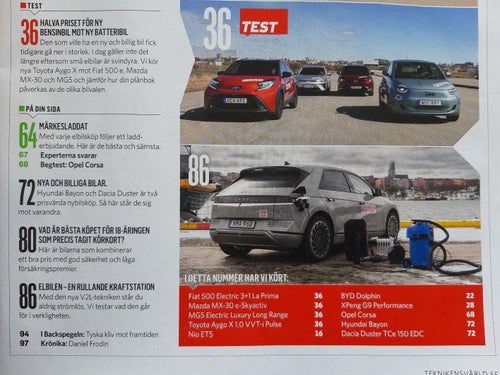 Teknikens Värld nr 11 2023: Toyota Aygo X, MG5, Mazda MX-30, Fiat 500 Electric