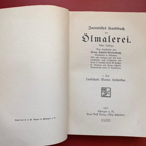 Jaennickes HANDBUCH DER ÖLMALEREI 1917
