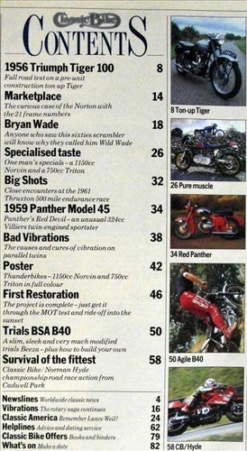 Classic Bike Sep 1990 Triumph Tiger 100, Panther Model 5, BSA B40, Norvin,Triton