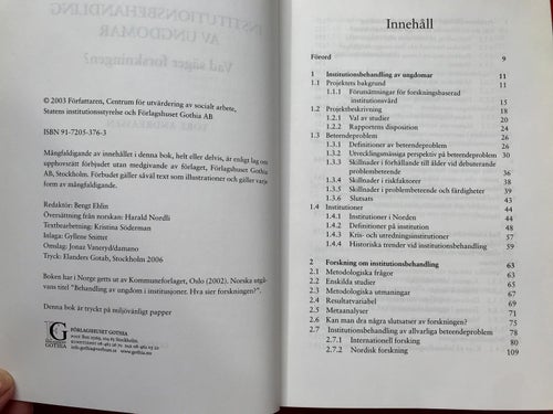 INSTITUTIONSBEHANDLING AV UNGDOMAR Tore Andreasson 2006