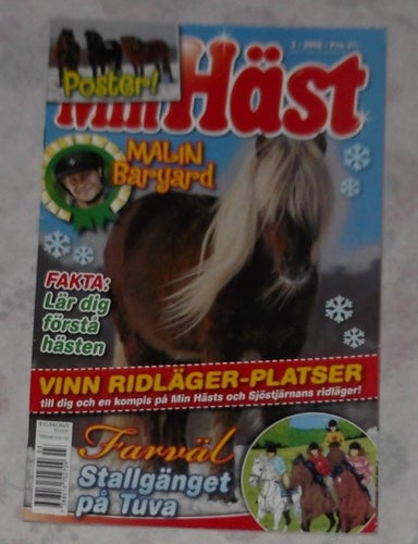 MIN HÄST tidning nr 3 2008 hästtidning Serier Hästar Mulle Barn Tonåring Tjej