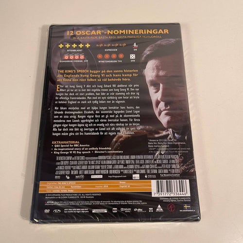 DVD - the King’s Speech. Colin Firth. Inplastad