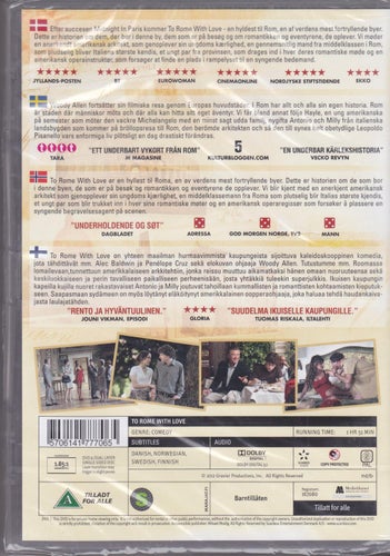 DVD / To Rome With Love / Woody Allen / Penélope Cruz / Ny & Inplastad