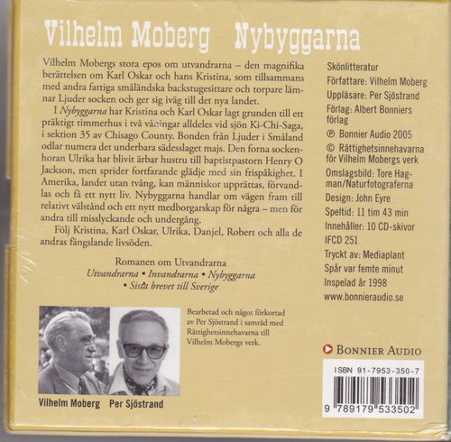 CD Ljudbok / Wilhelm Moberg / Nybyggarna (Utvandrarna, del 3) / Ny & Inplastad