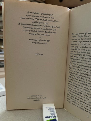 Han som spelade schack med livet av Vladimir Nabokov, bok, Very good plus