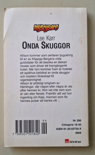 Mysrysare 299 'Onda skuggor' Rysare Thriller Skräck Gammal Pocket Retro