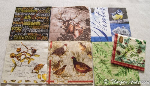 7 Servetter med höst och vinter motiv, decoupage pyssel