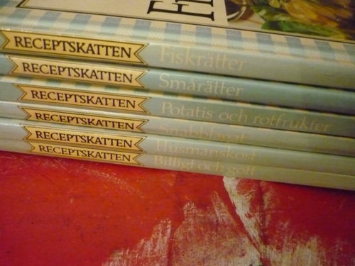 BOK, 6 STYCKEN BÖCKER, RECEPTSKATTEN: FISKRÄTTER, SMÅRÄTTER, POTATIS OCH ROTFRUK