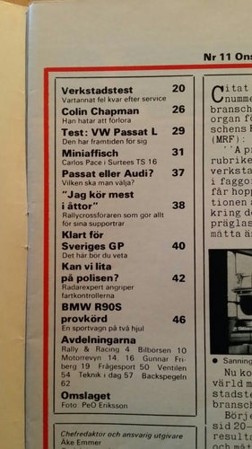 Teknikens Värld nr 11 1974: BMW R90 S, VW Passat, Audi 80, Colin Chapman