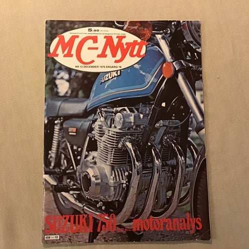 MC NYTT NR 12 1976 SUZUKI GS 750,NOVEMBERKÅSAN,DRAGRACING MC,MOTOCROSS,ISDT 76